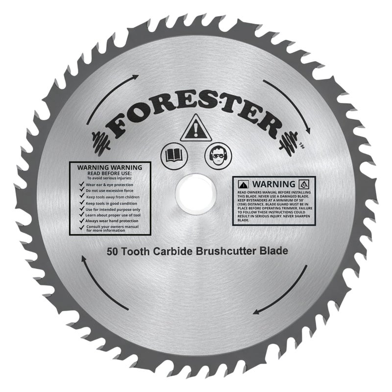 FORESTER Carbide Tip Brush Cutter Blade - 9in x 50 Teeth | Fits Most Straight Shaft Trimmers | Conversion Kit Sold Separately - Image 1